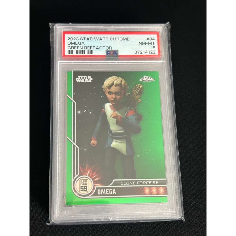 2023 Star Wars Chrome Omega Green Refractor #84 PSA 8 NM-MT Card